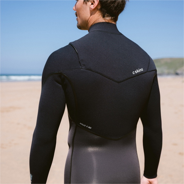 2026 C-Skins Mens Nuwave Wired 4/3mm Chest Zip Wetsuit CWI43MC - Meteor / Black / Blue